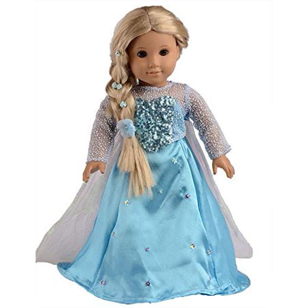 sweet dolly Elsa and Anna Princess Costumes for 18 Inch American Girl Doll Clothes