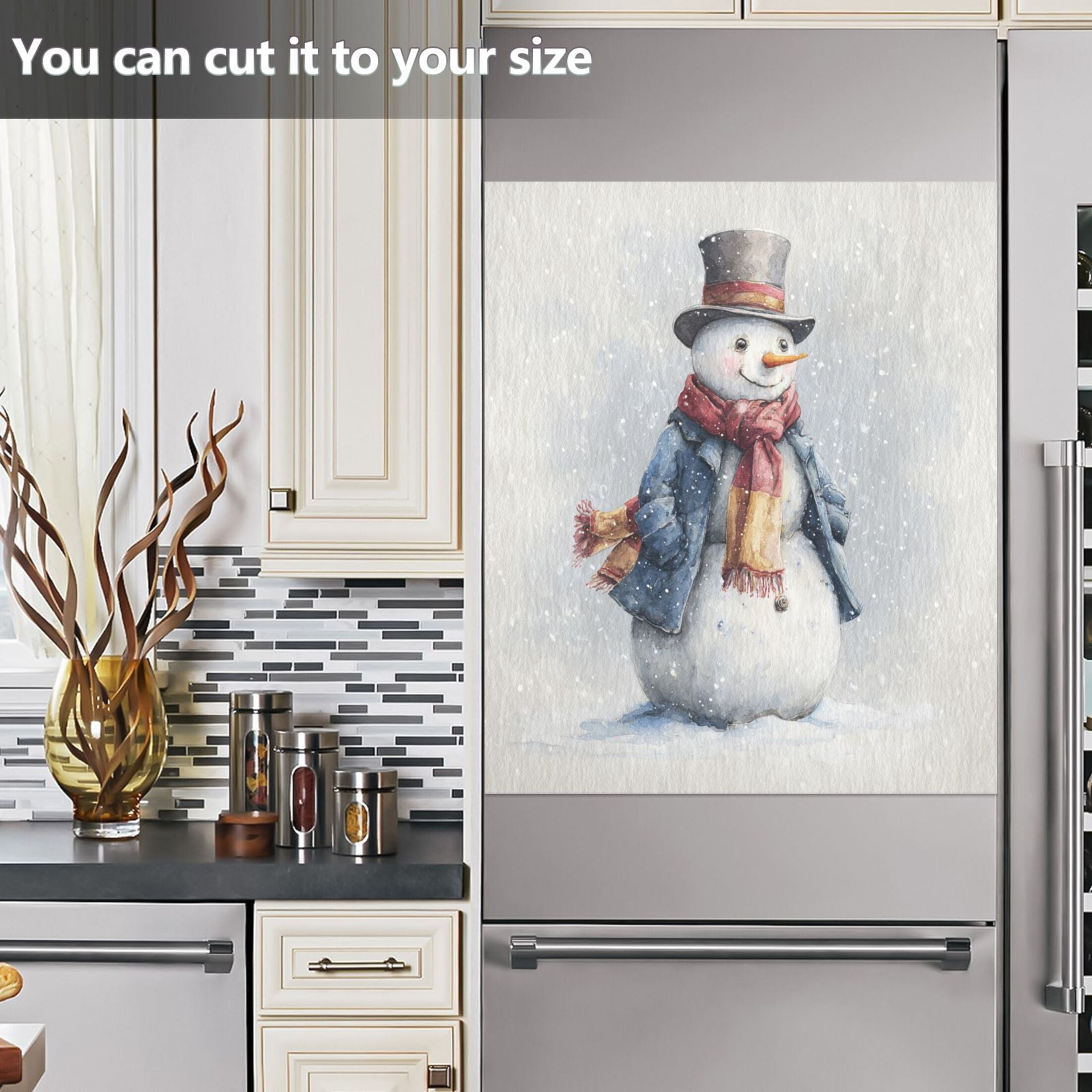 Dishwasher Sticker Magnetic Dishwasher Sticker Magnetic Decorative Sticker Refrigerator Sticker Dishwasher Decorative Stickers Watercolor Snowman