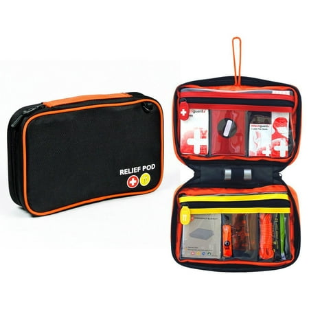 Best Emergency Kit, Relief Pod Black First Aid Bag Small Safety Kit For Home, (Best Backcountry First Aid Kit)