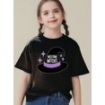 thumbnail image 1 of Welcome Witches Shirt,Halloween Shirt, Loose Fit Black Cotton Costume Party Shirt for girls, 1 of 6
