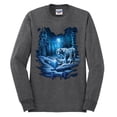 thumbnail image 2 of Wild Bobby, Tiger In The Snowy Night Animal Lover Mens Long Sleeve Shirt, Heather Black, X-Large, 2 of 3
