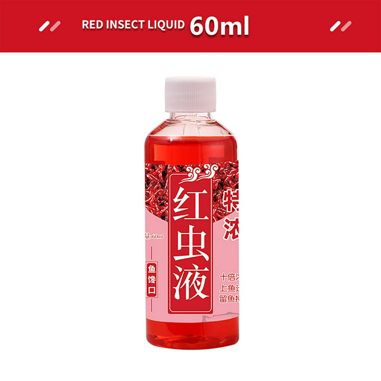 Bait Fish Additive, 60ml Red Worm Concentrate Liquid, Fishing Baits, High Concentration  Fishing Lures, Fish Bait Attraction Enhancer for Trout, Cod, Carp, Bass 