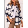 thumbnail image 2 of XINQIHANG Womens Casual Plaid Shacket Button Down Long Sleeve Shirt, 2 of 5