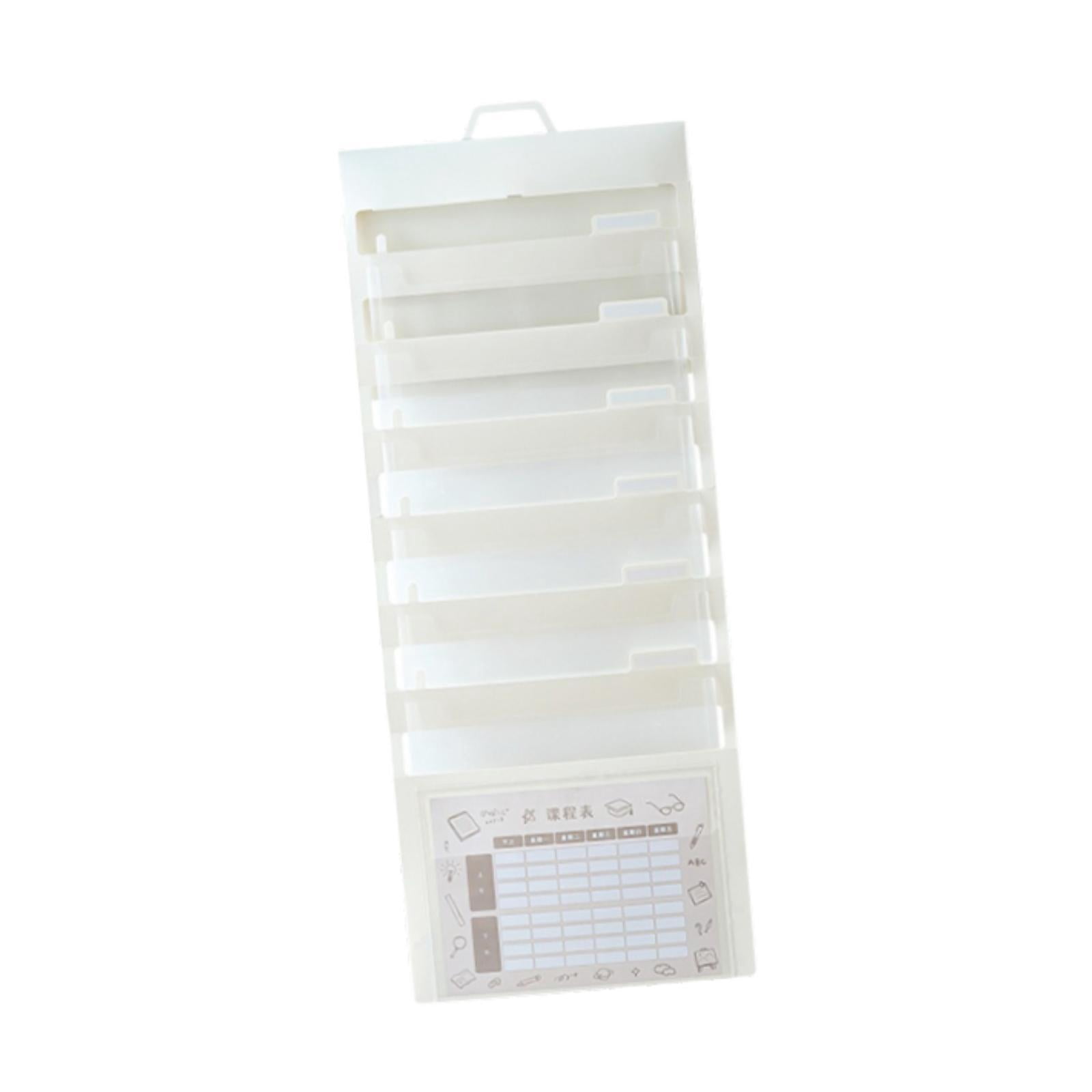 Kuntesetty Hanging Wall File Organizer Portable with 6 Pockets for A4 Size Paper Letter white