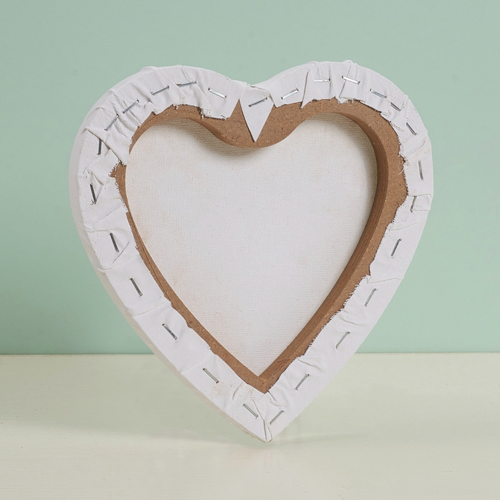 3pcs Blank Canvas Wood Primed Framed Stretch Panel Board for Painting Drawing Heart White 20x20x1.6cm