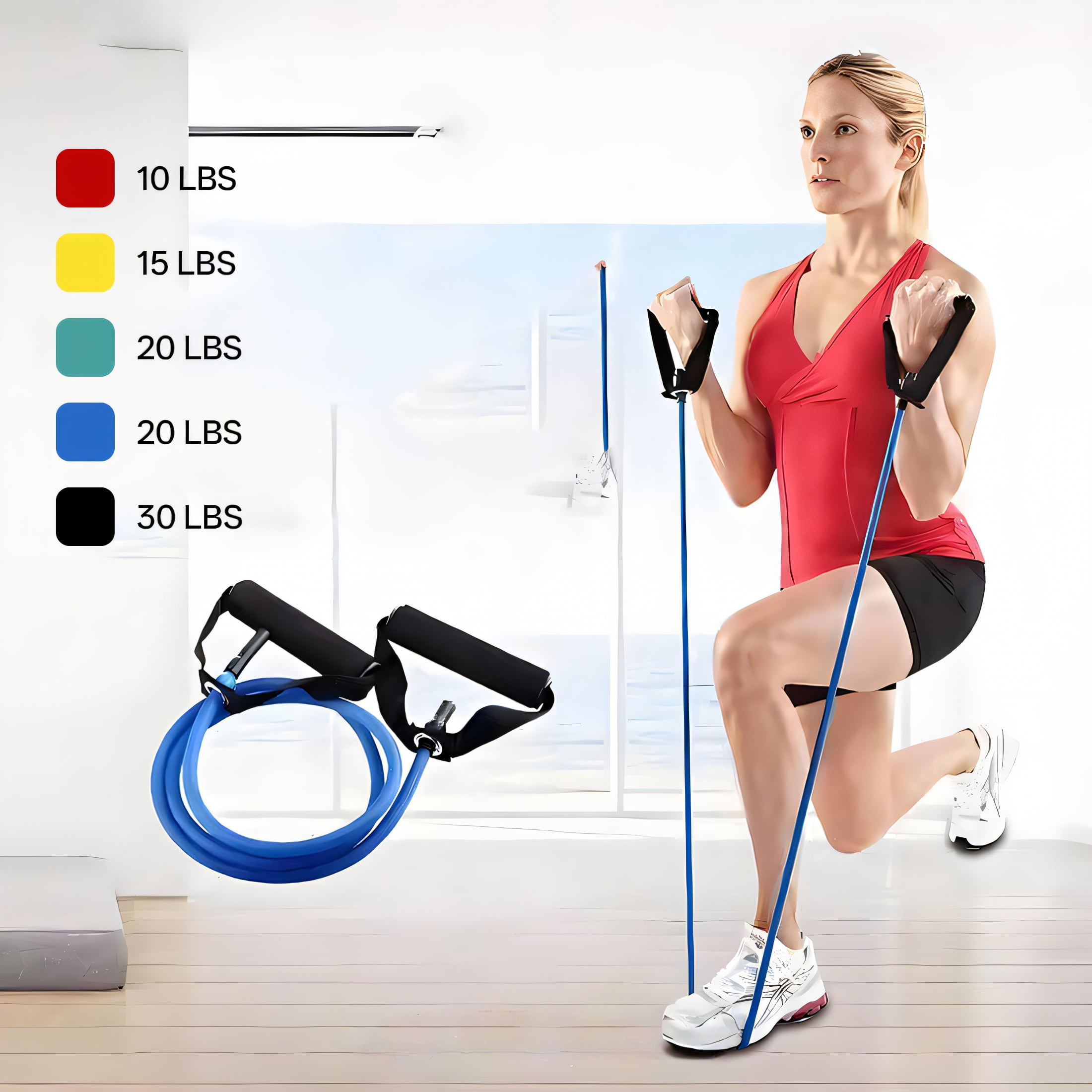 BESTSKY 4Pcs Resistance Bands,Workout Strength Training Resistance Bands with Handles,Glutes Home Activation Exercise Bands,Combination Style2,10/20Lb