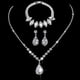 thumbnail image 2 of Conjunto de joyería de boda para novia, pendientes, collar y gota de agua con circonitas y diamantes brillantes, 2 of 6