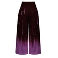 thumbnail image 5 of XFLWAM Women's Casual Wide Leg Palazzo Pants High Waisted Smocked Lounge Trousers with Pockets Black Purple XXL, 5 of 6