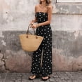 thumbnail image 5 of EASYBRA Sleeveless Polka Dot Jumpsuit High Waisted Wide Leg Resort Vacation Outfit Black S M L XL, 5 of 8