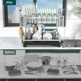 thumbnail image 5 of Dish Drying Rack, 2 Tier Dish Racks for Kitchen Counter, Large Dish Drying Rack with Drainboard & Utensil Holders, Rust-Proof Dish Drainers,Kitchen Organization，Gray, 5 of 6