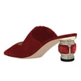 thumbnail image 2 of FSJ Women Chic Crystal Chunky Low Heel Mule Elastic Strap Pointy Close Toe Sandal Slip On Backless Slippers Slides Shoes Size 13 Red, 2 of 4