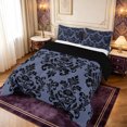 thumbnail image 2 of meiyoeat Dark Skull King Size Comforter Sets,Damask Print Comforters King Size For Adults,Slate Black,Black Reversible,3-Piece,1 Comforter and 2 Pillowcases, 2 of 7