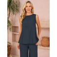 thumbnail image 5 of DARING DIVA Women's 2 Piece Outfits Sleeveless Tank Top Wide Leg Pants Set S Dark Blue, 5 of 8