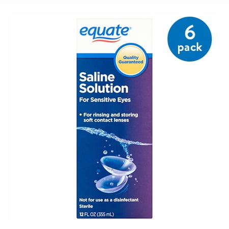 (6 Pack) Equate Sensitive Eyes Saline Solution, 12 Oz