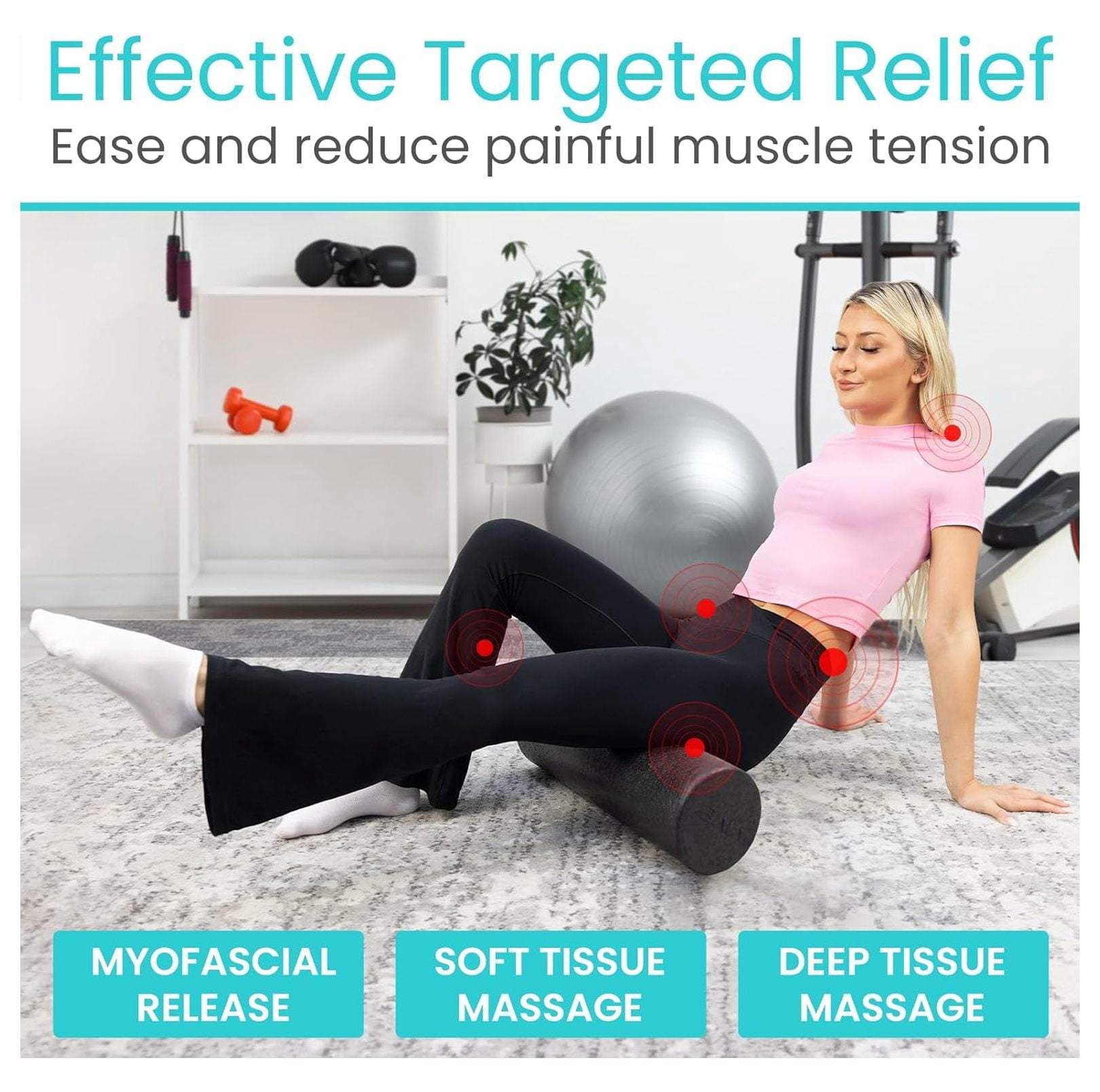 High Density Foam (18 inch) - Large Foam for Exercise, Physical Therapy, Yoga, Pilates, Stretching - Massager for Trigger Point, Deep Muscle Massage, Myofascial Release