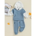 thumbnail image 3 of Suealasg Toddler Baby Boys Fall Outfits 6M 1T 2T 3T 4T Kids Boys Contrast Color Hooded Long Sleeve Hoodies Sweatshirts and Long Pants 2 Piece Autumn Tracksuit Clothing for Little Boys, 3 of 9