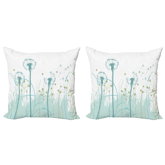Ambesonne Spring Throw Pillow Cover 2 Pack, Floral Botany Blooms, 18", Almond Green Khaki
