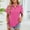 Hot Pink, variant on NTACZA Short Sleeve Tops for Women V Neck Business Casual Polos with Pocket Loose Fitting Eyelet Lapel Women Shirts L