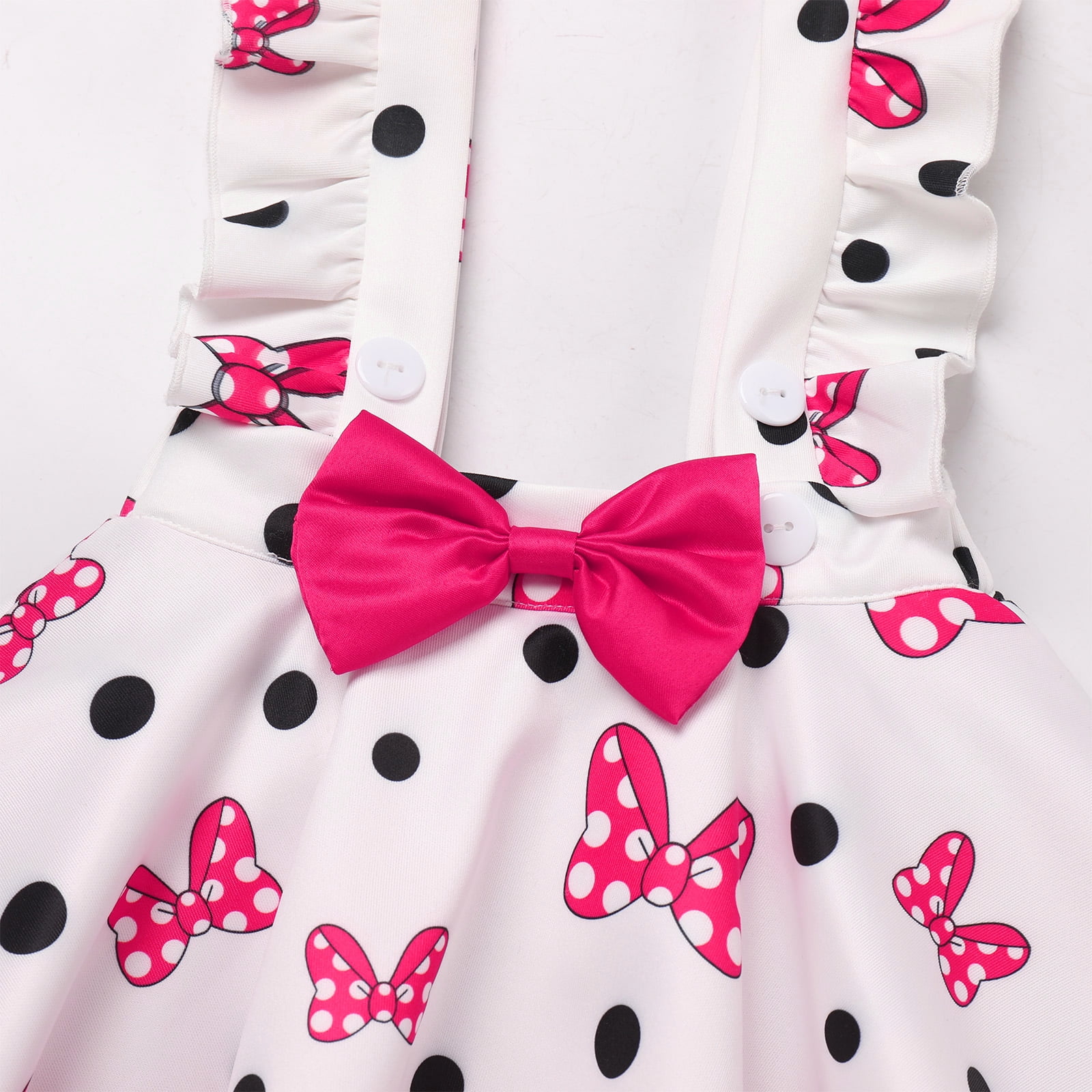 IBTOM CASTLE Toddler Baby Girls Mouse Birthday Outfit Short Sleeve Pullover T-shirt Suspender Skirt with Headband Cake Smash Casual Outfits 3-4 Years Black + Hot Pink