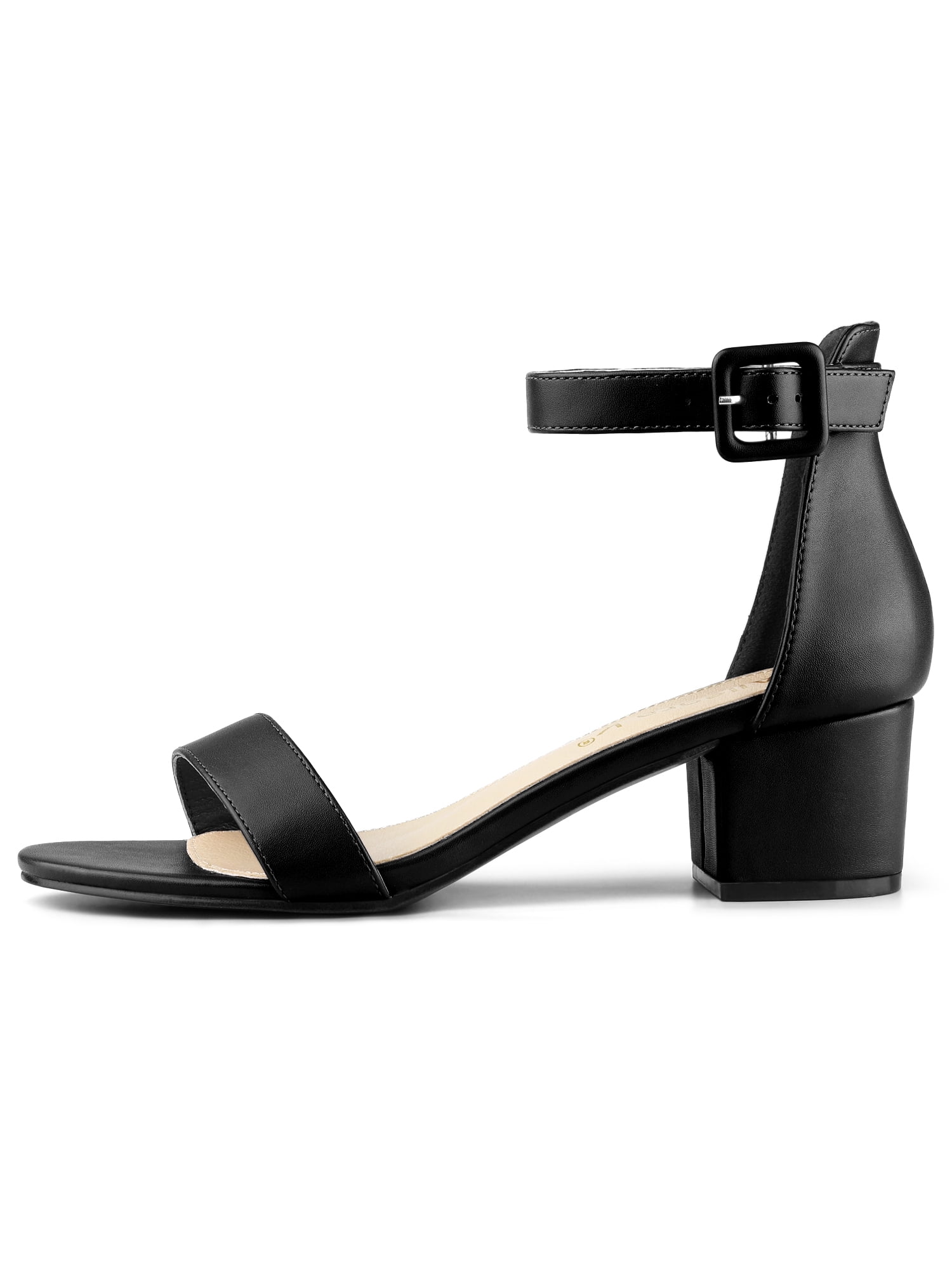 DARING DIVA Women's Ankle Strap Low Block Heel Sandals 9.5 Black