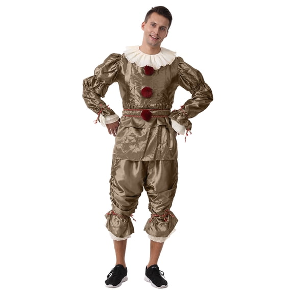Cupohus Scary Clown Halloween Costume for Adults Cosplay Party Outfit Full Set Adults Grey