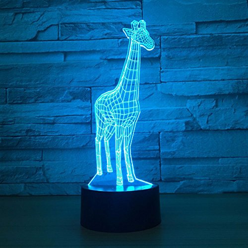 Aniamls Giraffe 3D Night Light Touch LED Table Desk Lamps 7 Color Changeable Desk Lamp Table Household Room Decoration Gift,B