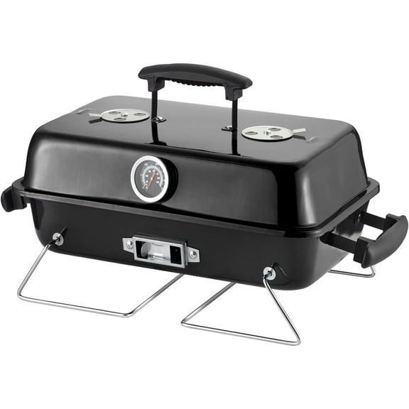 WarmHaven Portable Charcoal Grill, Tabletop Outdoor Barbecue Smoker, Small BBQ Grill for Outdoor Cooking Backyard Camping Picnics Beach,BLACK