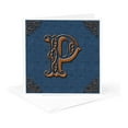 thumbnail image 5 of 3drose, Monogram Letter P in Victorian Western Font That Looks like Carved Oak Wood on a Denim Background., 12 Greeting Cards with Envelopes, 5 of 7