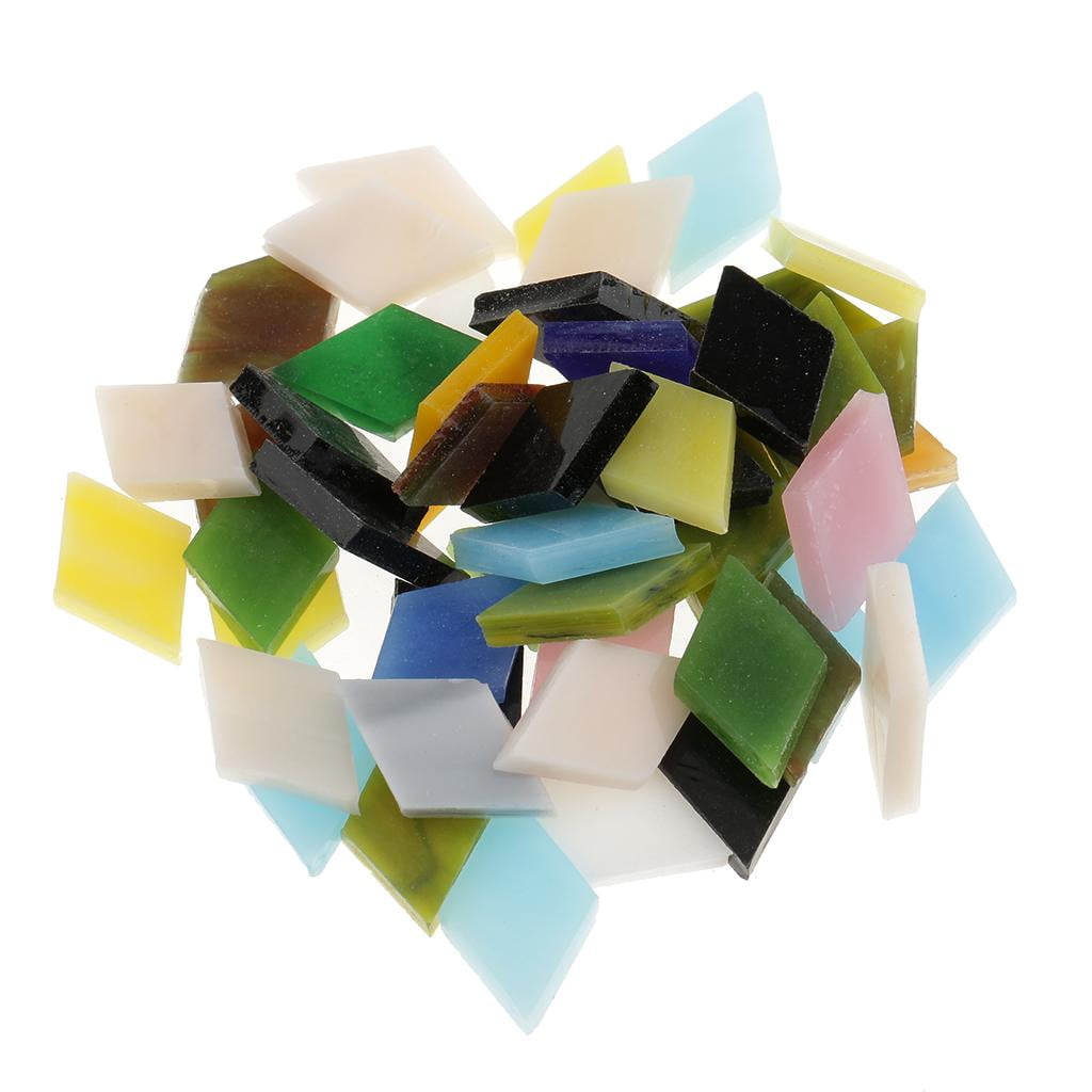 FVDPWYE 600 Piece Assorted Color Rhombus Triangle Shape Glass Mosaic Tiles Tessera DIY Crafts 12mm