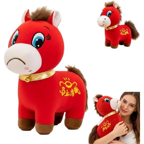 Year of The Horse 2026 Plush, Funny Happy/Crying Horse Plushie Figurine, Chinese Zodiac Horses Plush, Spring Festival Home Desk Sofa Mascot Decor (Crying,9.8 Inch)
