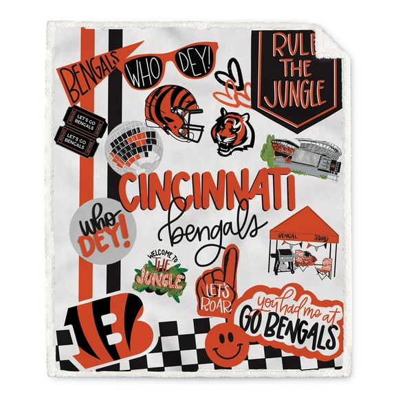Pegasus Cincinnati Bengals 60" x 70" Loco Fan Ultra Cozy Sherpa Blanket