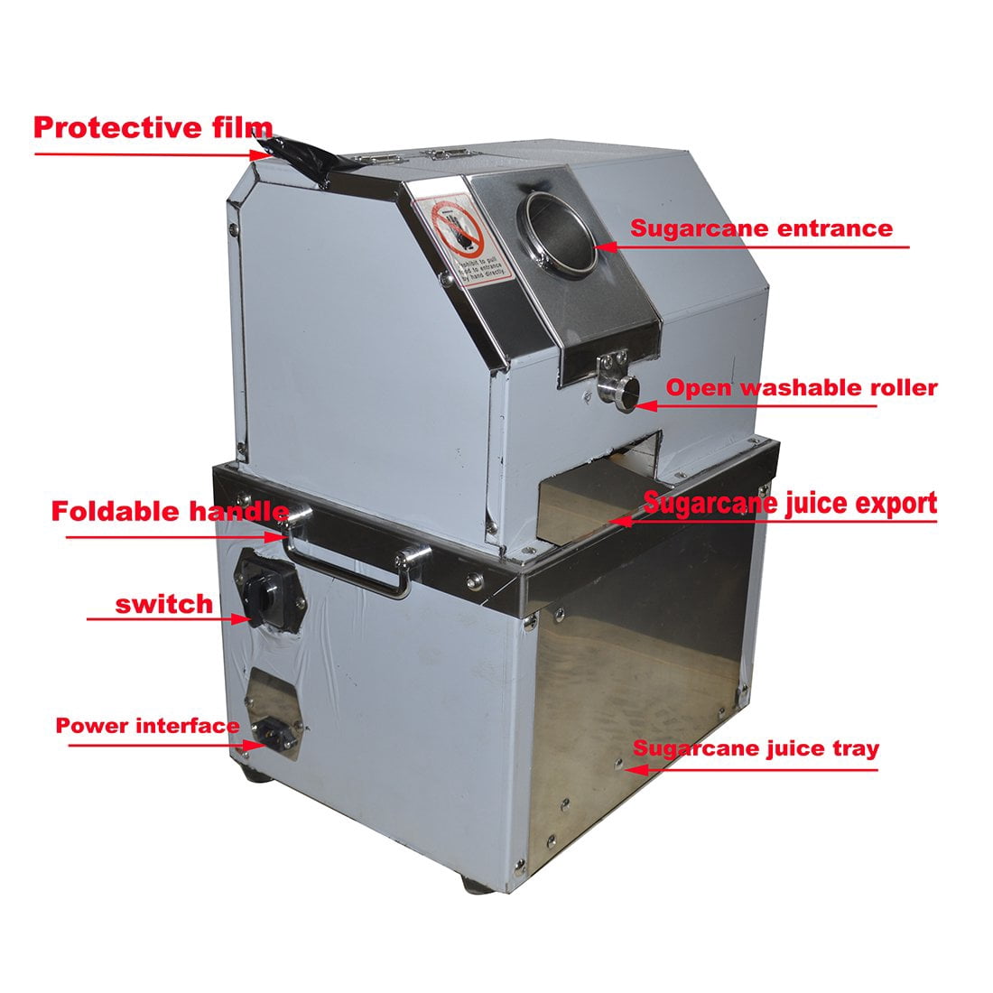 PreAsion Electric Sugarcane Juice Extractor Sugar Cane Press Juicer Desktop Juicer Kumquat Citrus Gingers Juicer 3 Rollers