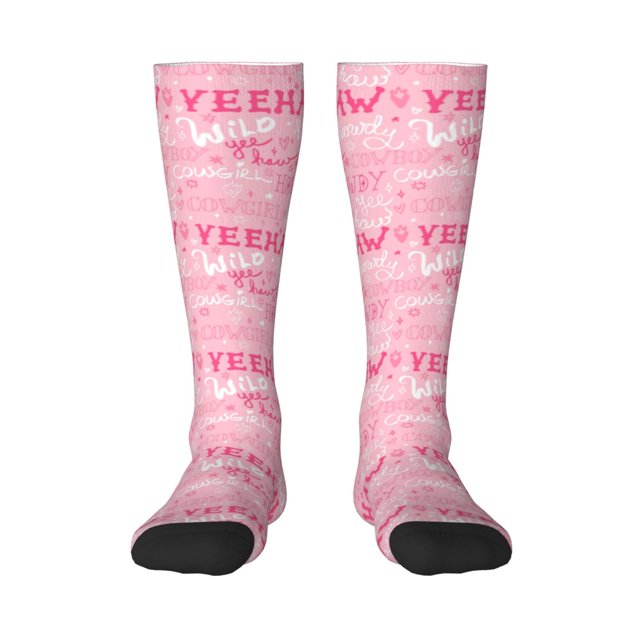 Gaeub Chaussettes Western Cowgirl Design Imprimé Chaussettes Hautes Extensibles pour Hommes Femmes Adolescents, Chaussettes de Softball Soccer pour Randonnée, Sport
