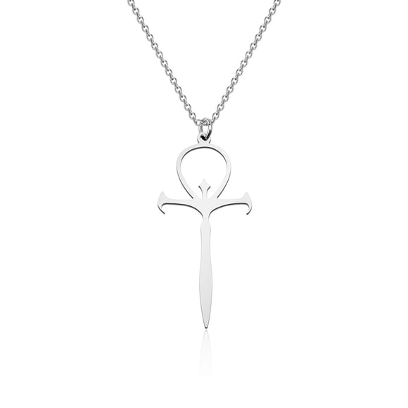 Collar CENWA Vampire Ankh con colgante de acero inoxidable, 46 cm