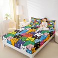 thumbnail image 3 of Manfei Abstract Cat King Sheets, Kawaii Pet Kitten Bedding, Blue Orange, 4-Piece, 1 Flat Sheet, 1 Fitted Sheet and 2 Pillowcases, 3 of 6