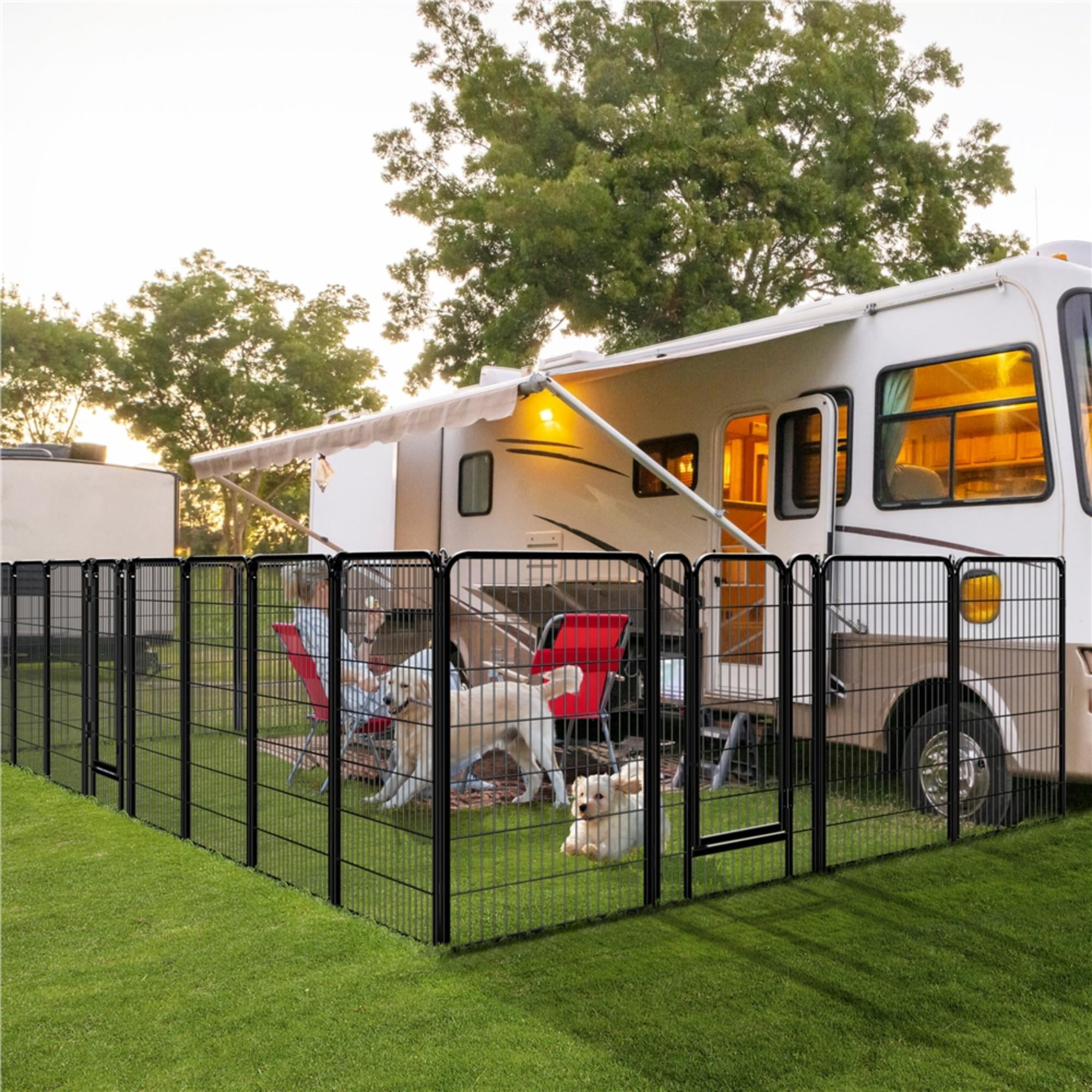 Alden Design 12 Panels 47.5″ Tall Metal Dog Playpen with Door, Black