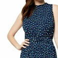 thumbnail image 2 of Leota Women's Mindy Shirred Dot Mock-Neck Waist Midi Dress (Blue, X-Large), 2 of 3