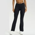 thumbnail image 4 of Mqqzkk Women's Flare Yoga Pants Crossed Rope Waist Leggings High Waisted Soft Comfy Workout Pants Dress Baseball Pants, 4 of 5