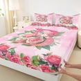 thumbnail image 3 of Homewish Girly Pink Monogrammed B Twin Sheet Sets for Women, Valentines Day Twin Fitted Sheet, Spring Garden Rose Flat Sheet, Breathable Home Decor, 3-Piece, 3 of 7