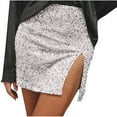 thumbnail image 1 of Cinvoph Jupe à Sequins pour Femmes Jupe Mini Fendue Scintillante Soirée Jupe Moulante Extensible, 1 of 7