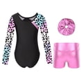 thumbnail image 2 of Alvivi Kids Girls Gymnastics Ice Skating Dance Unitard Leotard Bodysuit with Shorts Hair Band Set Pink 10, 2 of 7