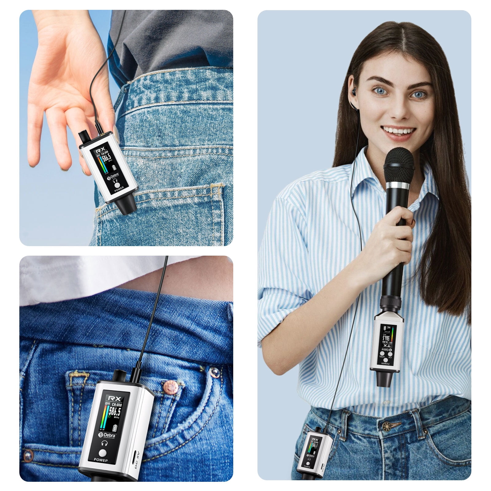 D Debra Audio PRO EMX-1 UHF Mini Wireless In-Ear Monitor System, Rechargeable with Monitor Type for Stage, Band, Studio, Musician, Monitor (1 Transmitter & 1 Receiver)