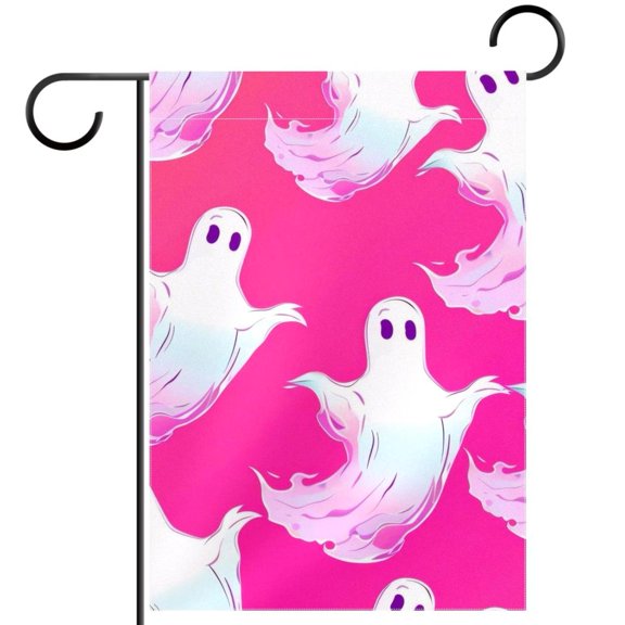 Halloween Ghost Seamless Pattern Garden Flag Double Sided House Flag for Outdoor Home, Personalized All Year Round Yard Decor 12 x 18 Inch