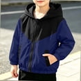 thumbnail image 2 of Afuyipoi Boys Lightweight Jacket (1-9) Color-Block Zippered Hooded Spring Fall Outerwear Blue Size 3T, 2 of 7