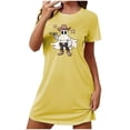 thumbnail image 2 of Sakmal Yellow Nightgowns for Women Halloween Breathable Oversized Soft Sleepshirt Crew Neck Short Short Sleeve Ghost Print Nightgowns S-2XL, 2 of 5
