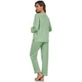 thumbnail image 5 of EA'S SECRET 100% Cotton Pajamas for Women Set 2 Piece Lounge Set V Neck Long Sleeve Pj Long Pants Sleepwear with Pockets(Sage Green,2XL), 5 of 10
