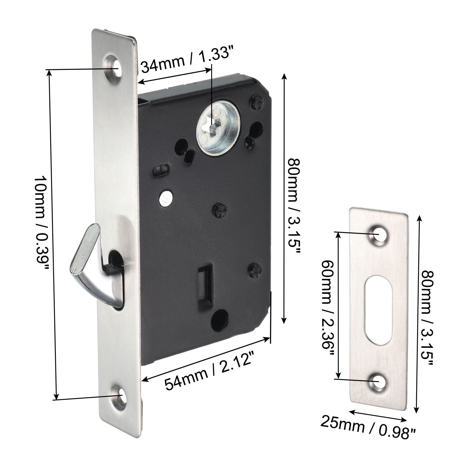 Unique Bargains Sliding Door Lock Invisible Recessed Handle Latch Door Hardware Lock Black