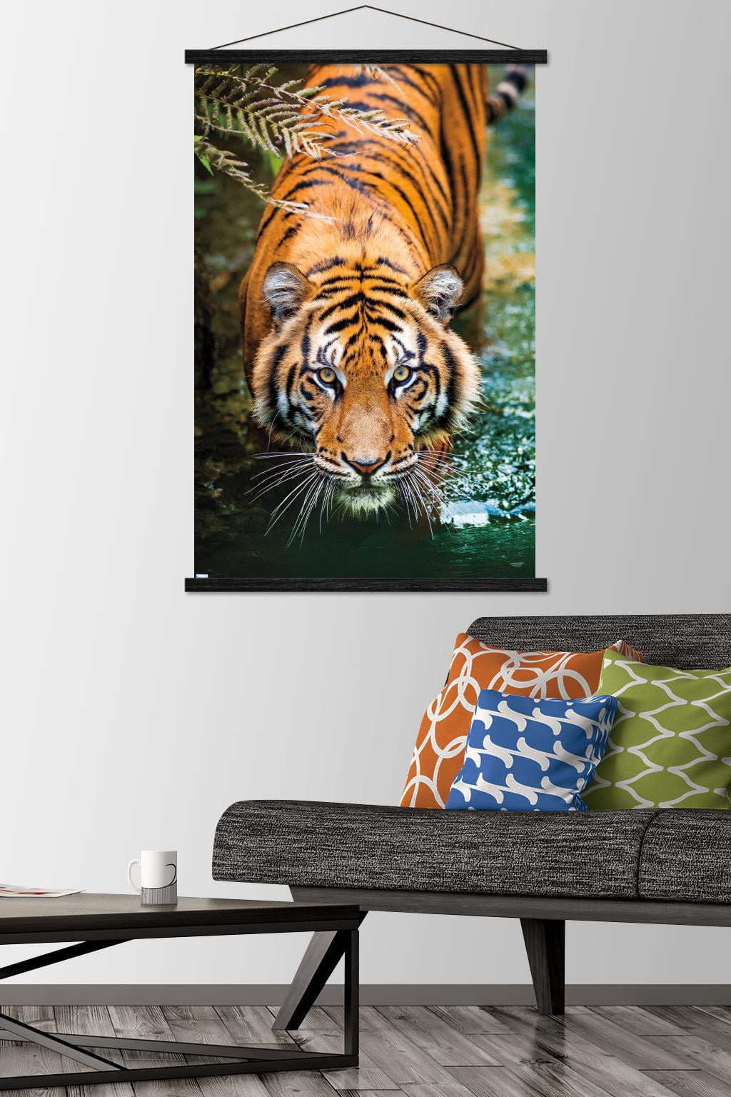 Tiger - Water Wall Poster with Magnetic Frame, 22.375" x 34"