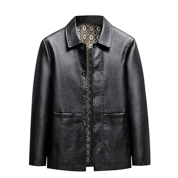 Xzbqbs Men's Leather Jackets Faux Leather Jacket for Men Classic Causal PU Leather Motorcycle Lapel Business Biker Vintage Jacket