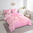 thumbnail image 3 of Homewish Number 4 7-Piece Bedding Comforter Set,Personalized Birthday King Bedding Sets,Pink Lovely Bow Knot Bed Sheets For Girls,Luxury Bedroom Decor Reversible, 3 of 8